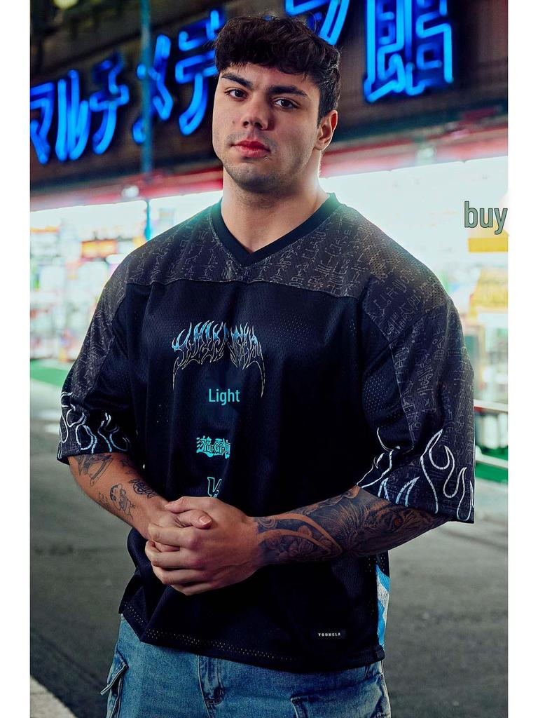 YOUNGLA Pánské nadměrné síťované rychleschnoucí letní sportovní tričko