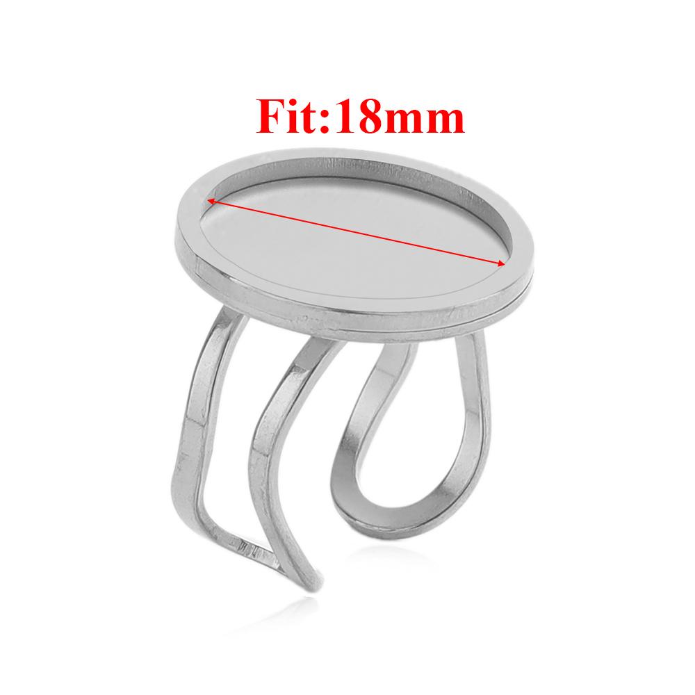 4pcs Stainless Steel 25mm Round Open Ring Cabochon Cameo Blank Tray Base Settings for DIY Rings Jewelry Making Findings Supplies