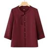 Elegant Bestseller: Women's Seven-Sleeve Spring & Summer Shirt for Elderly and Mothers - New Chinese Style