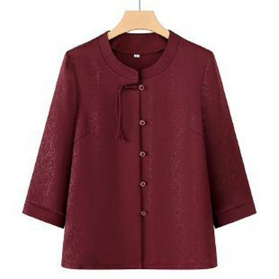 

Elegant Bestseller: Women s Seven-Sleeve Spring & Summer Shirt for Elderly and Mothers - New Chinese Style 3XL (120-135 lbs)