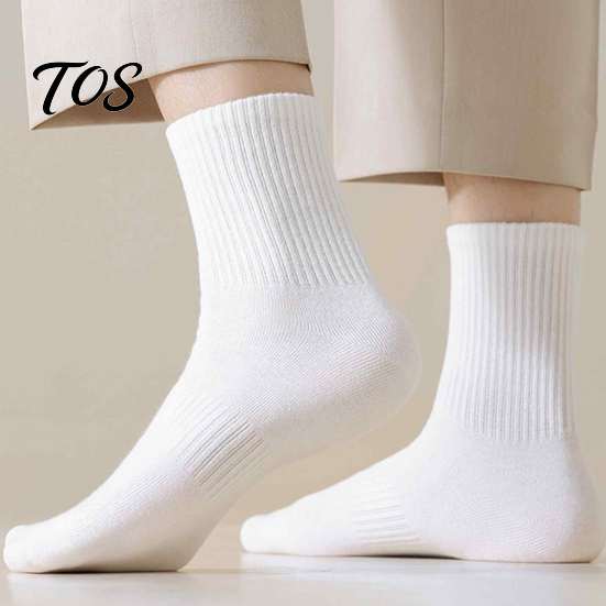 Moisture Wicking Cotton Socks 5 Pair Crew for Men Women, Extra Loose Ankle Sports Socks, Non-Binding Breathable Solid Color Versatile Athletic All Day