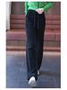 Women's Black Corduroy Wide-Leg Pants with Fleece Lining for Autumn/Winter 2025
