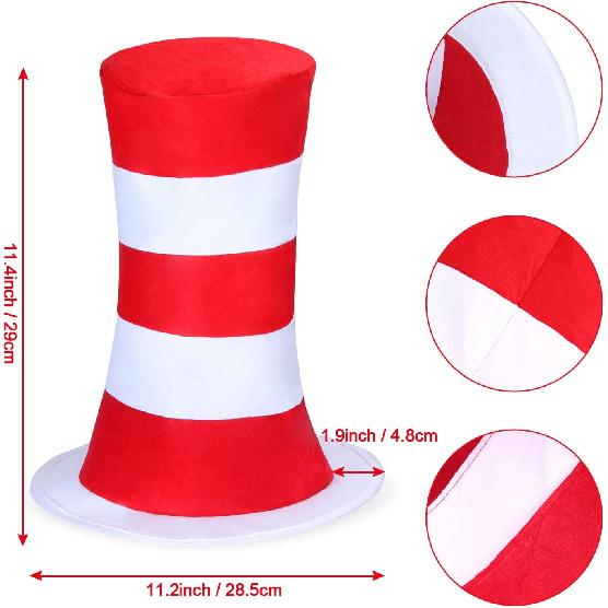 Accessories for Cat Costume Kit Kids Red And White Striped Stovepipe Hat Gloves Bow Tie Long Tail For Halloween Props