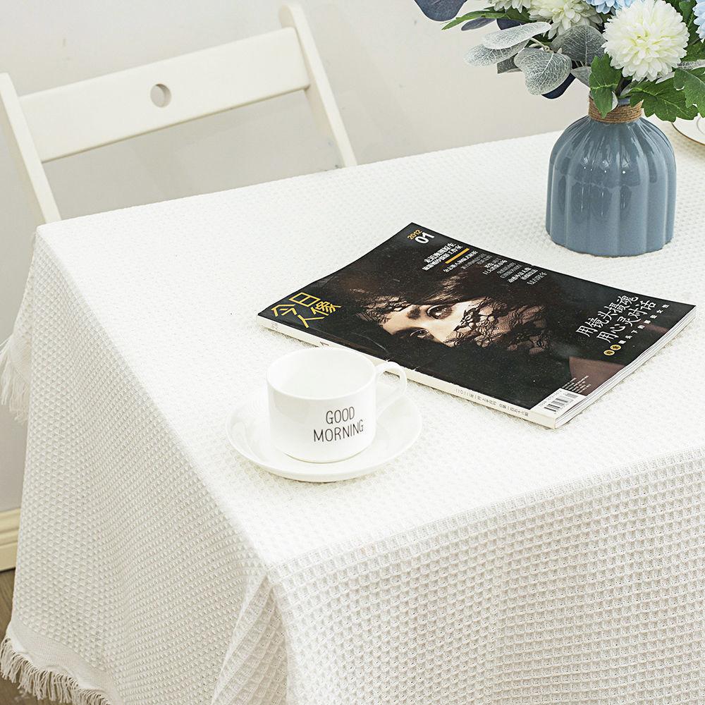 Tablecloth Japanese Thickened Cotton And Linen Fabric High-End Light Luxury Retro Waffle Dining Table Square Table Round Table Cloth
