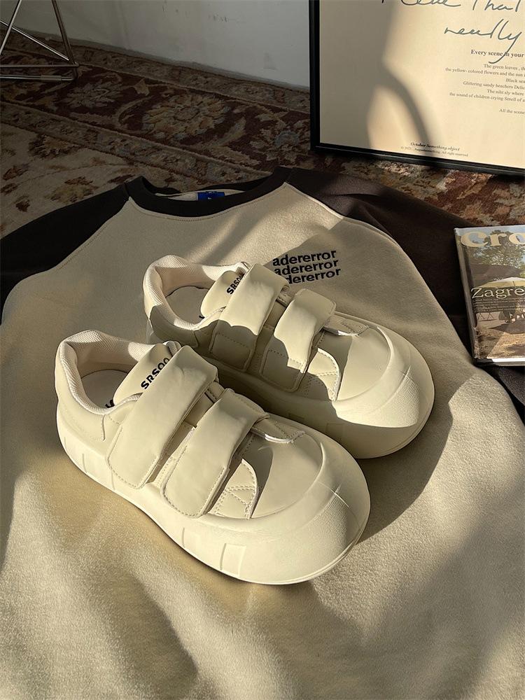 

Jinmi SRSOO платформа белые туфли женские новые туфли на липучке женские универсальные туфли с большой головой уродливые милые туфли-хлебушки 40