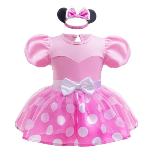 

Dressy Daisy Baby Girl Princess Minnie Mouse Cosplay Romper Dress with Headband, Size 6-9 Months