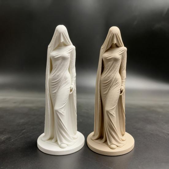 Tajemná socha ženy v masce 3D tištěný roucho Dámská socha pro stůl skříňku na víno polici krb stůl předsíň Dekor