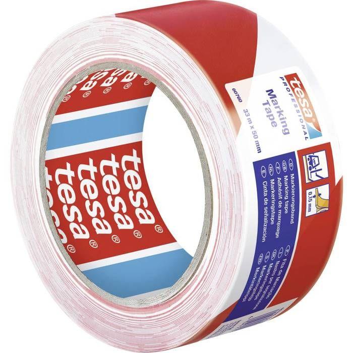 Ruban Adhésif De Marquage Rouge/Blanc 50 Mm X 33 M - Tesa (Par 6)