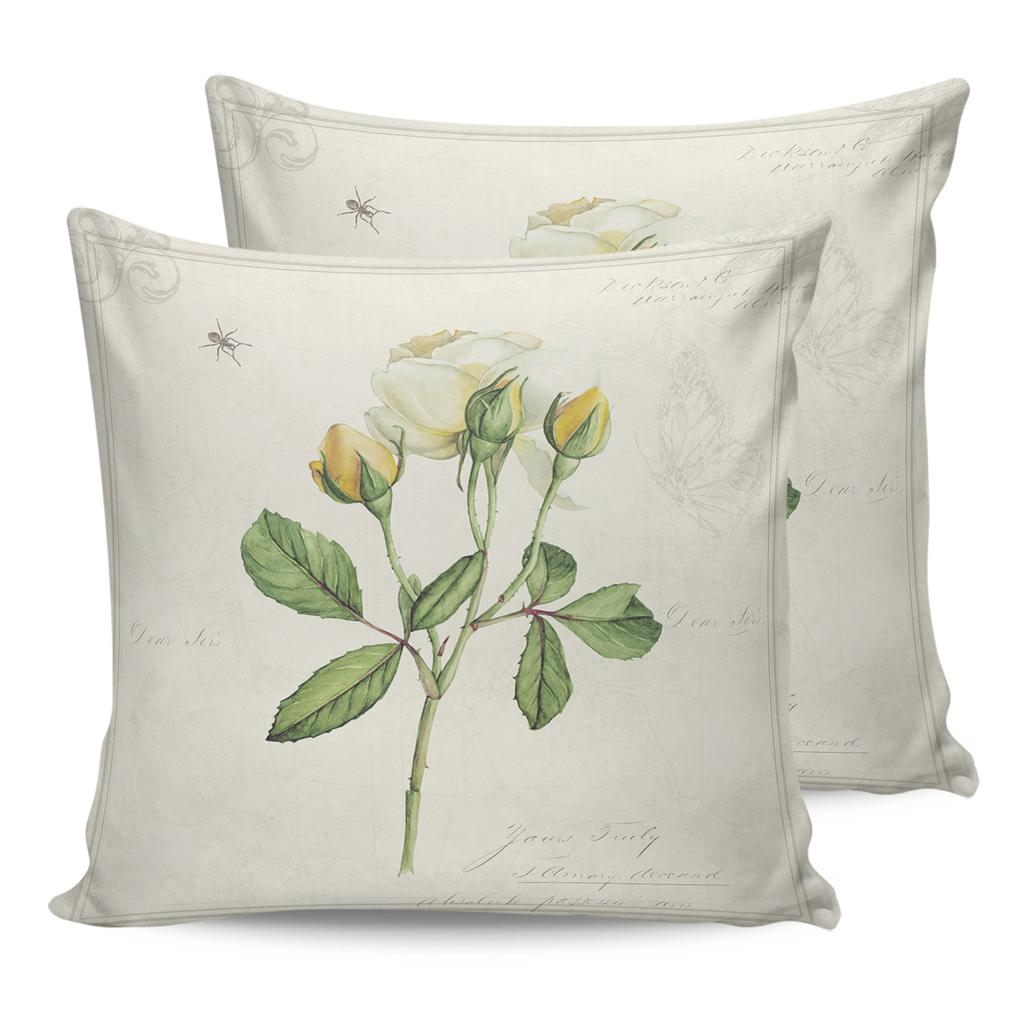 Cushion Cover Pink Flower Rose Vintage Throw Pillow Cover Sofa Car Home Decoration Pillow Cover