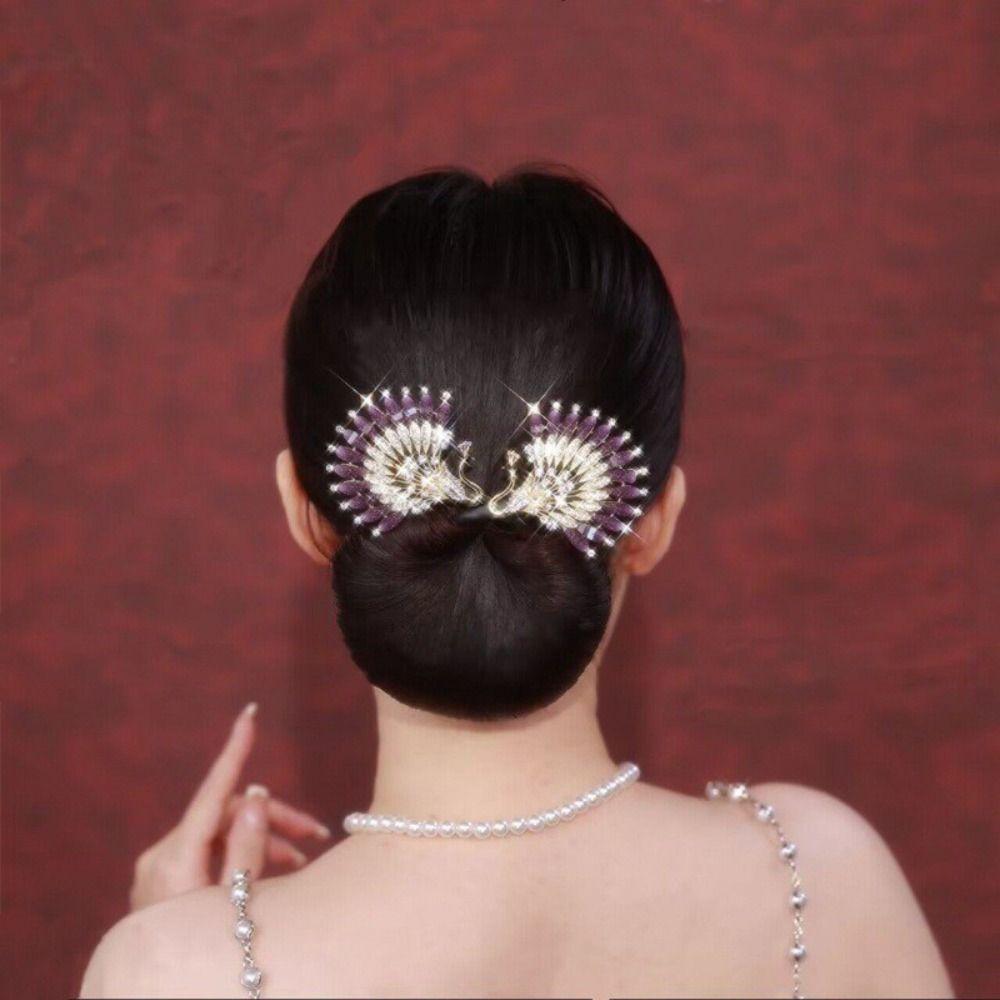 New Peacock Display Peacock Hair Curler Angel Wings Durable Twist Hairpin Elegant Hair Bun Maker Women Girl