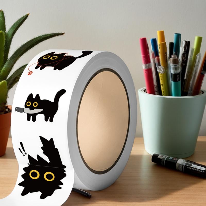 500Pcs Cute Black Cat Stickers Creative Phone Water Bottle Luggage Decals Children Reward Decor Stickers DIY Graffiti Stickers