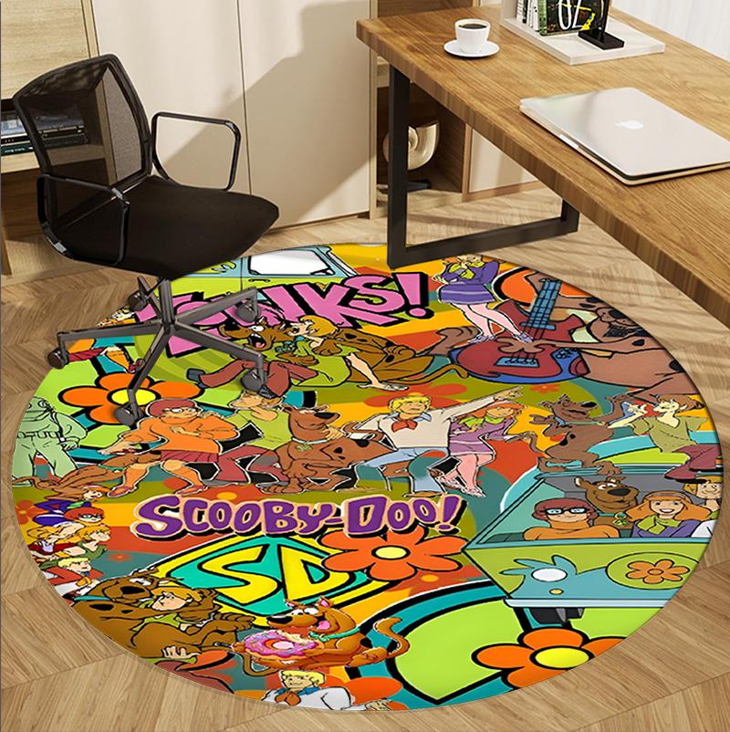 Scooby Pattern Round Rug, Indoor/Outdoor Mat, for Picnic, Gameroom, Bedroom, Office, Living Room, Home Decor Carpet, Birthday Gift
