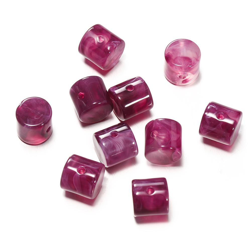 10 Stück 11,5x12mm Zylindrische Perlen Acryl Imitation Stein Lose Abstandshalterperlen für DIY Armband Halskette Schmuckherstellung Zubehör