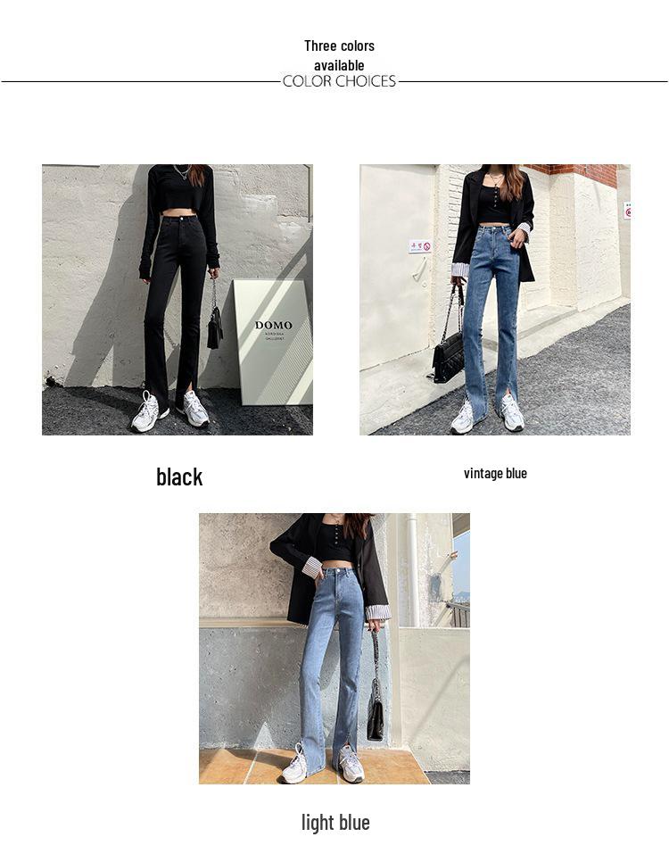 Women's 2025 High-Waisted Stretch Micro-Flare Jeans with Slit - Slimming, Floor-Length, Retro Summer Style