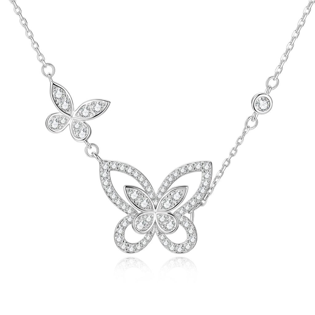 Phantom Butterfly Moissanite Necklace - Sweet Clavicle Chain for Women, s925 Silver