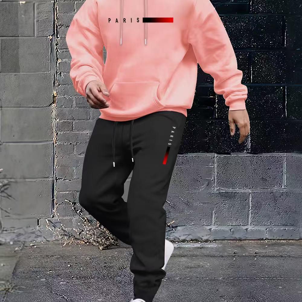 Set de trening cu hanorac și imprimeu logo pentru bărbați 2025 - Bluză cu mânecă lungă și pantaloni