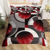 Geometric Squares Duvet Cover Set Red Beige Circle Bedding SetModern Simple Style Comforter CoverAbstract Art Quilt Cover King