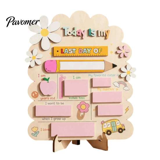 Magnetisches Tisch-Message-Board, Schild für den ersten und letzten Schultag für Kinder, Wiederverwendbares Holz-Memo-Kreidetafel-Schild, Niedliches Schreibschild für tägliche Notizen und Zeitpläne