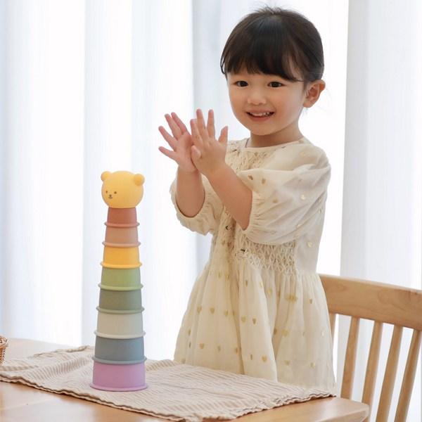 Baby Play Stacking Cup Cup Stacking, Mixed Colors, 1 Piece, Korean Baby Products