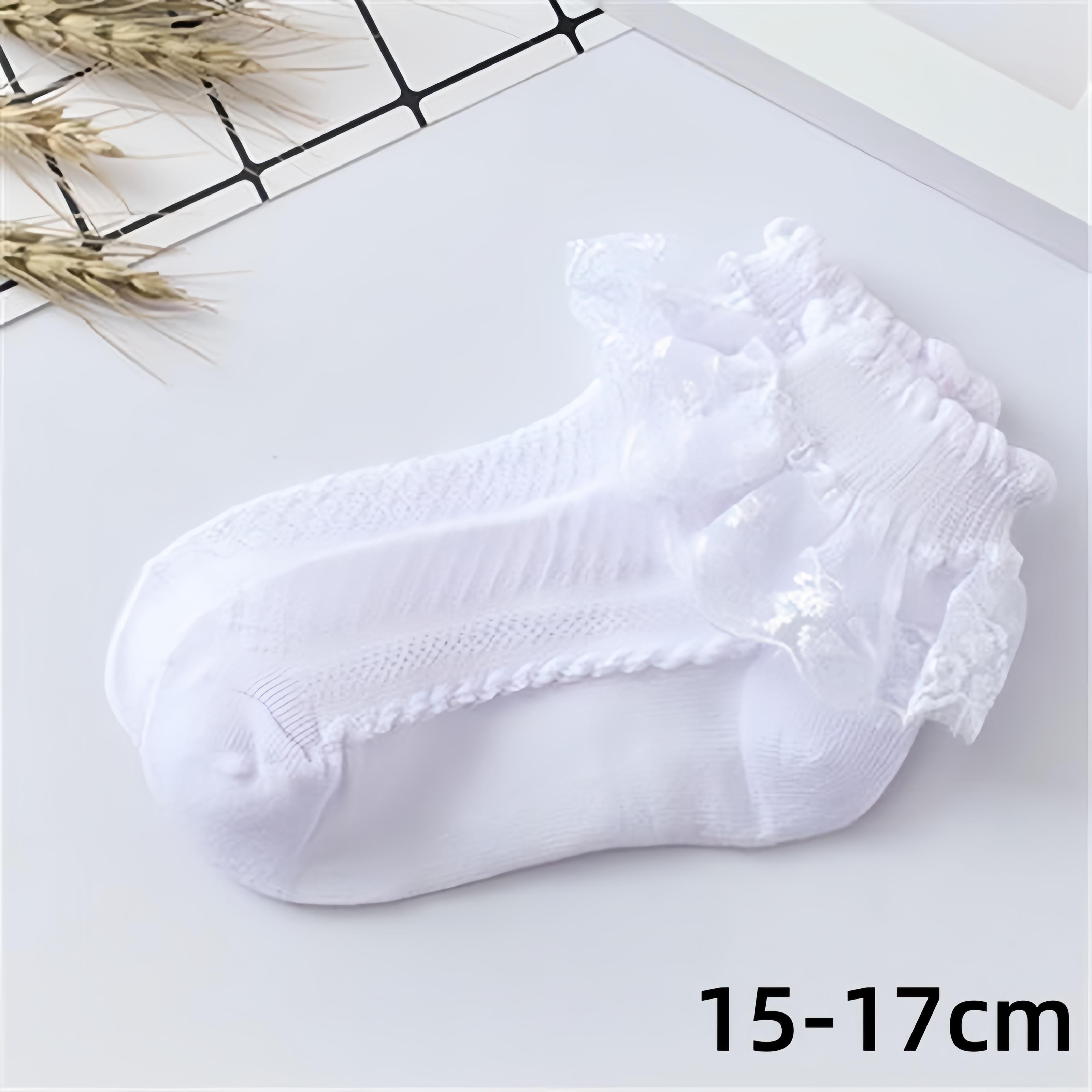 

Летние носки для малышей, детские носки из дышащего хлопка с кружевом и оборками, принцессные сетчатые носки 15-17cm белый