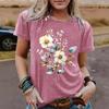 A New Summer Short-sleeved Women's T-shirt with Plant and Floral Prints