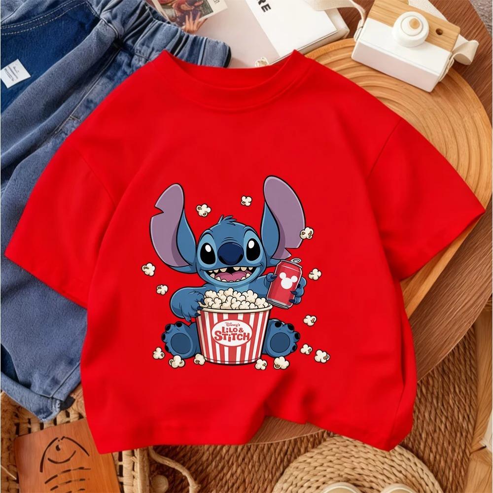 Popular Cartoon Children Tee Stitch Street Fashion For Boys Girls Summer Lightweight Casual Wear 3-14Y
