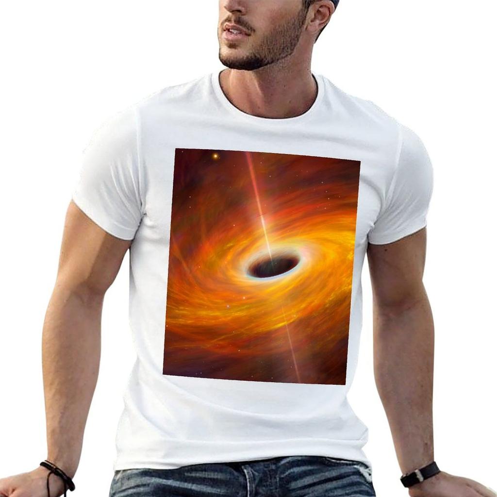 black hole space galaxy universe astronomical supernova TShirt Vintage Print Crew Neck Tee