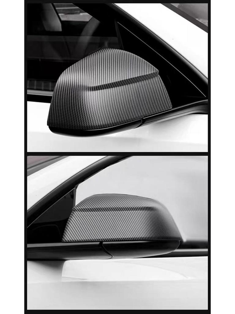 Tesla Model Y/3 Carbon Fiber Texture Rearview Mirror Cover – Backup Camera Shell Protector