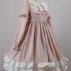Lolita Rock Süßes Langarmkleid Damen Süßes Frisches Rüschenkleid