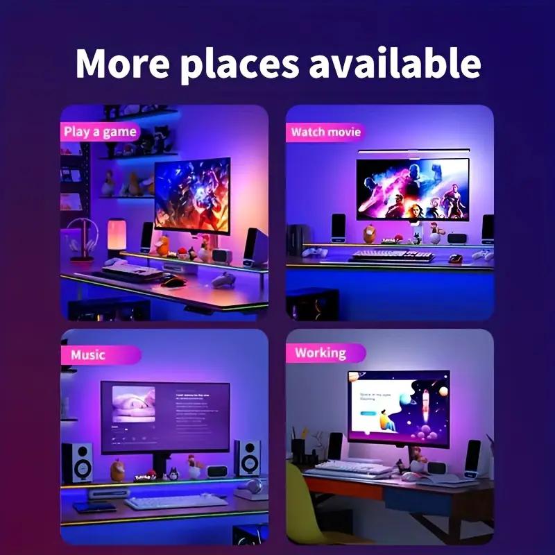 Smart Ambient PC Display Sync Music Computer Monitor Backlight LED Strip Light RGB Color DIY Game Holiday Atmosphere Decor Lamp