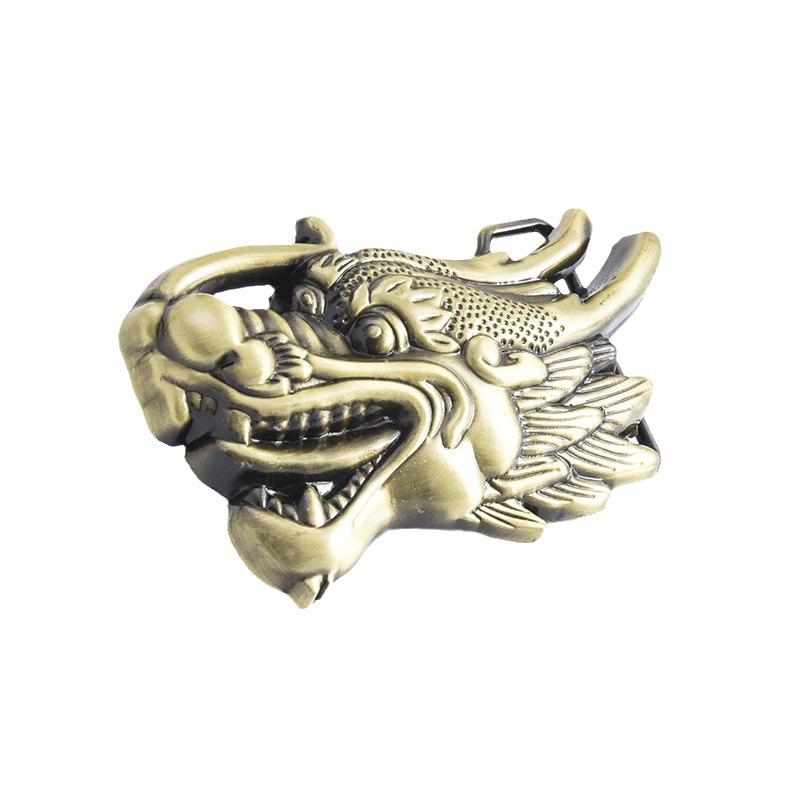 Zinc Alloy Men's Chinese Dragon Belt Buckle – Trendy Smooth Snap Design