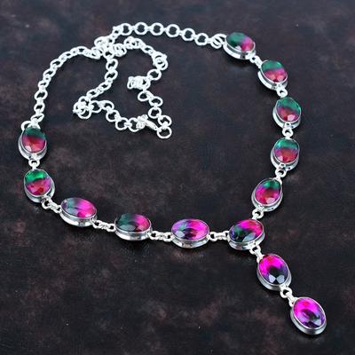 Faceted Multi Tourmaline Necklace 925 Sterling Silver Necklace Top Quality Gemstone Jewelry Adjustable Chain Handmade Necklace Gifts for Mom