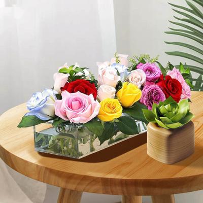 12" Transparante Acryl Bloemenvaas Rechthoekige Bloemschikdoos met 12 Gaten Bloemen Bloemen Lage Vaas Tafelstuk voor Eettafel Bruiloften Woondecoratie