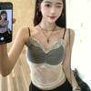 #Summer New Pure Desire Sexy Mesh Sling Vest Slim One-piece with Chest Pad Versatile and Thin Top
