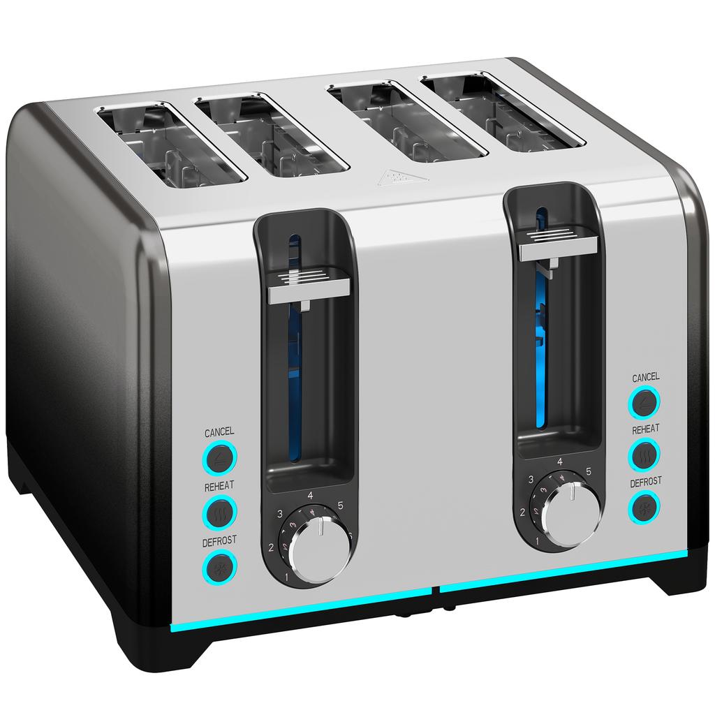 4-Slice Toaster with 7 Browning Levels, Reheat, Defrost and Cancel Function