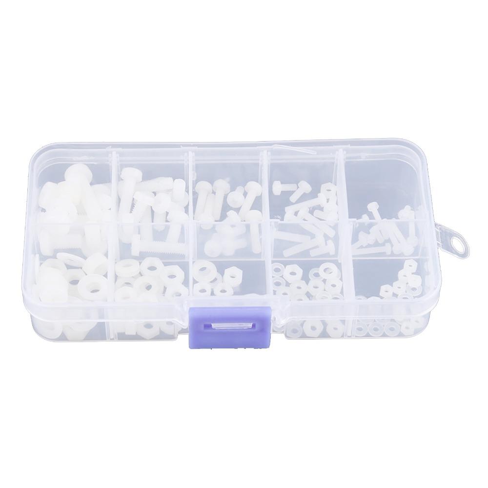 150 pcs M2 M2.5 M3 M4 M5 Size Nylon Screw Nut Washer Assortment Kit