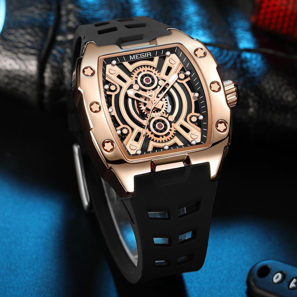 Megir Sportuhren für Herren Wasserdicht Militärische Quarz-Armbanduhr Silikonarmband Großes Zifferblatt Leuchtend Lässige Uhr Uhr Montre Homme 8116