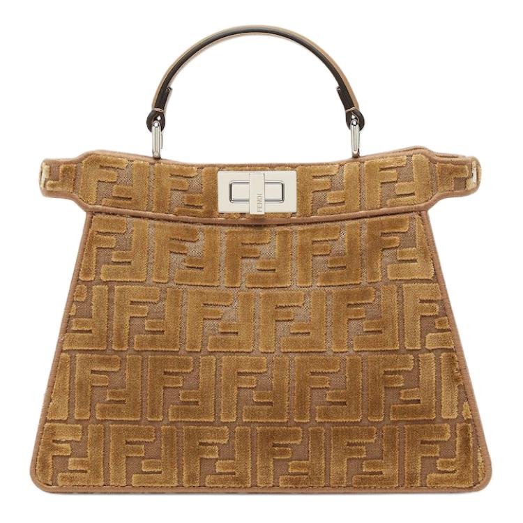 

Fendi Peekaboo I See U Сумка-тоут через плече з тисненим візерунком FF з телячої шкіри Маленька жіноча сумка Бежева 8BN327-AT14-F0EMR Basic Set (Bag+Dust Bag)
