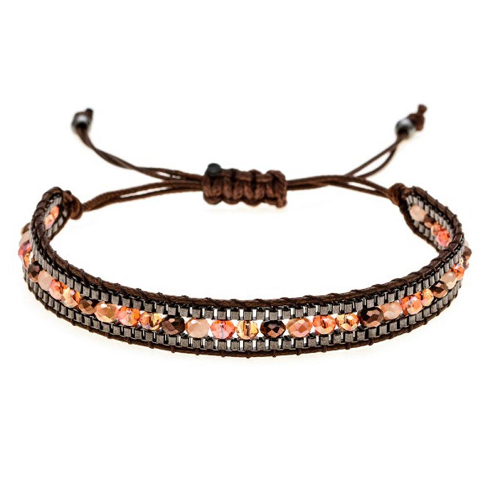 Bohemian Ladies Bracelet Fashion Hand-woven Bracelet Crystal Single Layer Beaded Bracelet National Wind Friendship Bracelet Gift