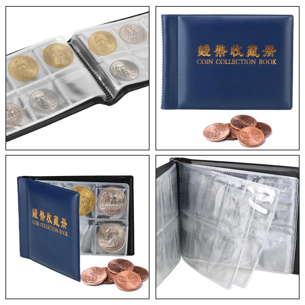 HWZXYXGS 120/60 Pockets Artificial PU Leather Coins Collection Album Book Collecting Money Organizer Storage Bags PVC Film