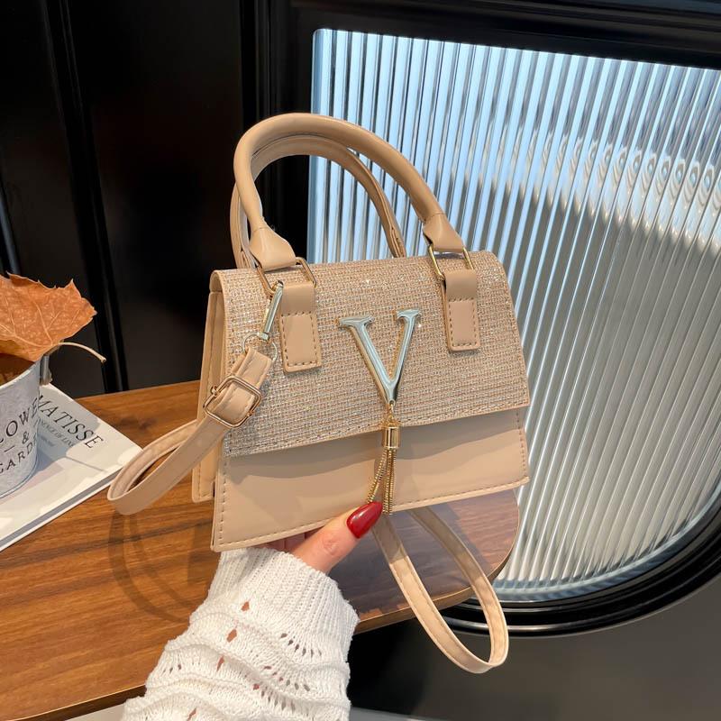 Letter Indentation Niche Bag Women's Fashion Trend Texture Handbag Bag Portable Fringed Messenger Bag