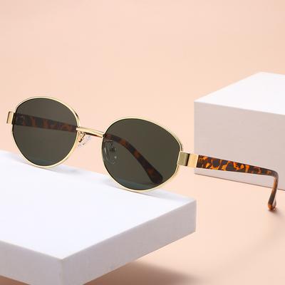 Retro Oval Sunglasses Women Trendy Metal Sun Glasses Men Outdoor Fashion Decorative Sunshade Eyewear Uv400 Luxury Brand Design