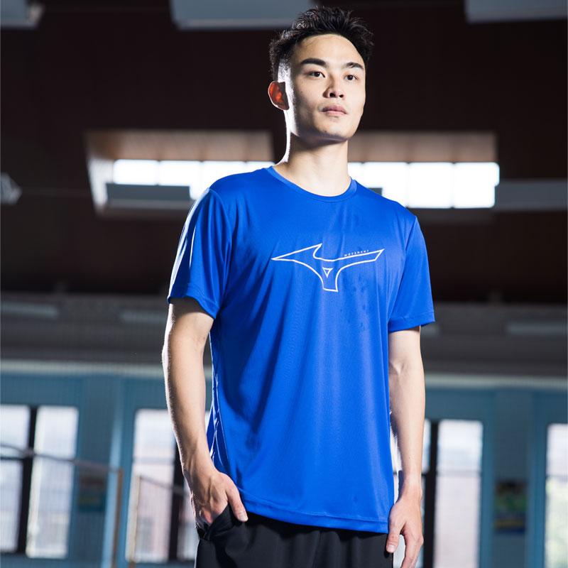 Mizuno Logo Design Quick-Dry Breathable Fashion Casual Round Neck Short Sleeve T-Shirt Unisex T-Shirts Blue C2CA43Z225