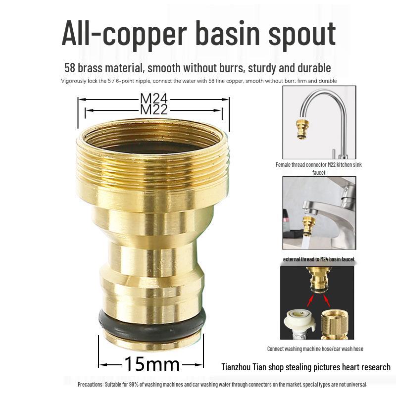 Universeller Kupfer-Wasserhahn-Adapter & Schnellkupplung für Schläuche