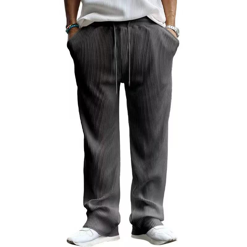 Spring and Autumn Men's Casual Trousers Loose Straight Pants Dropping Solid Color High Waist Wide Leg Pants