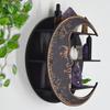 Boho Wall Mounted Black Moon Round Wooden Stand Rack Crystal Storage Display Floating Shelf Home Decoration