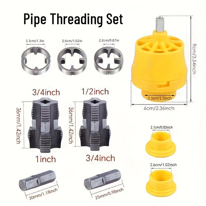Electric Water Pipe Threader Set: 10PC Die & Tap for Pipe Repair