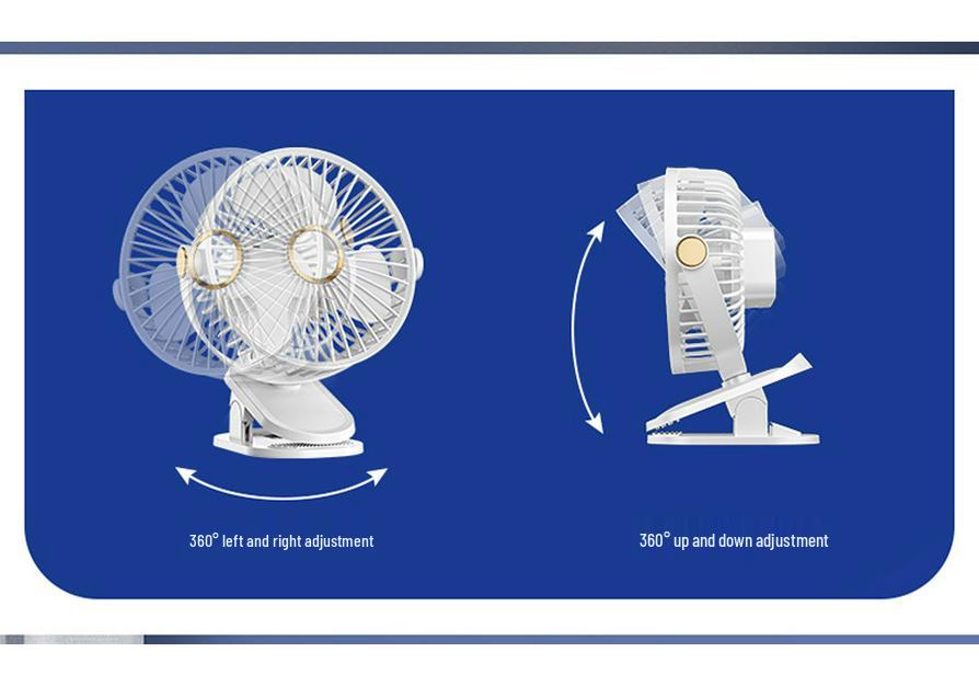 Portable USB Rechargeable Wall-Mounted Clip Fan with Light