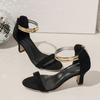 Fashion 2025 New Summer Sexy Black Stiletto Sandals Sizes