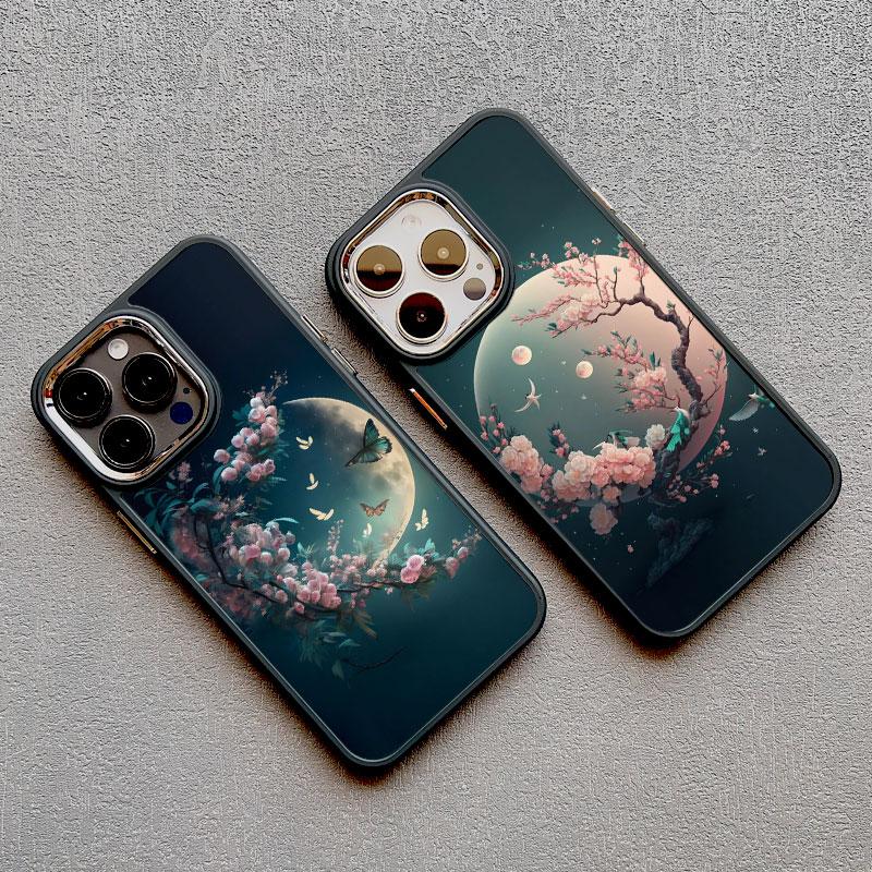 Luxury Moon On The Branch Soft Silicone Phone Cases For iphone 16 13 12 11 Pro Max 15 14 Pro Max Plus XR X XS 7 8 plus SE2 Cover